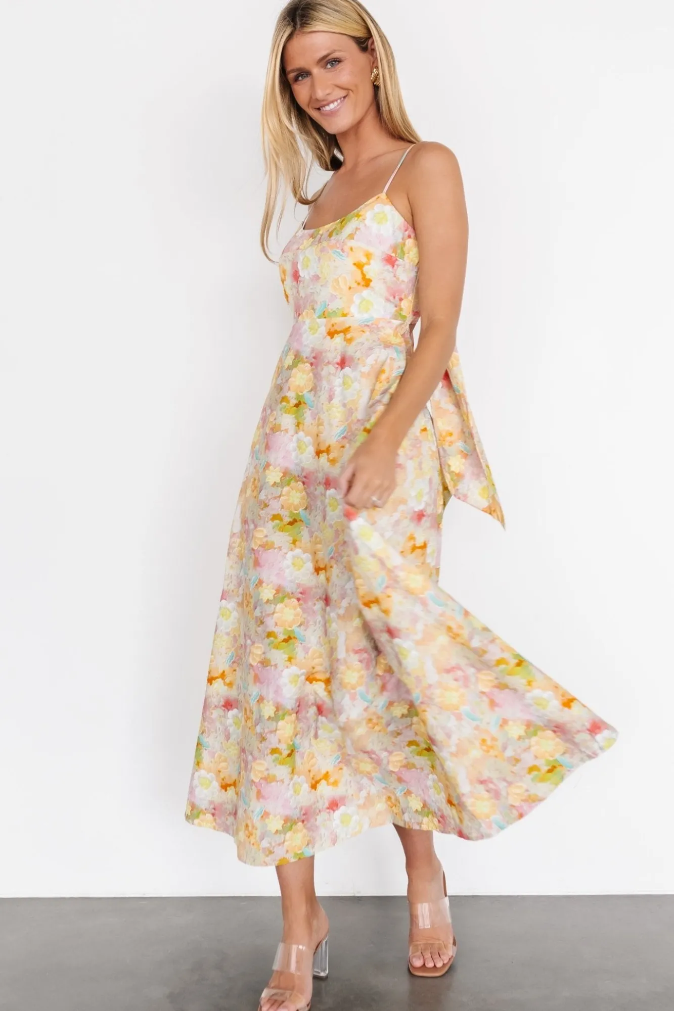 Baltic Born Katalina Back Tie Midi Dress | Pastel Multi