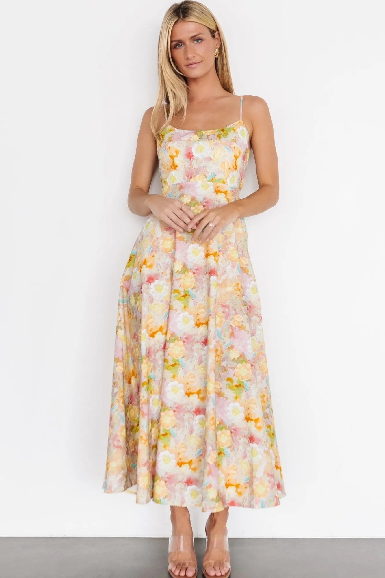 Baltic Born Katalina Back Tie Midi Dress | Pastel Multi