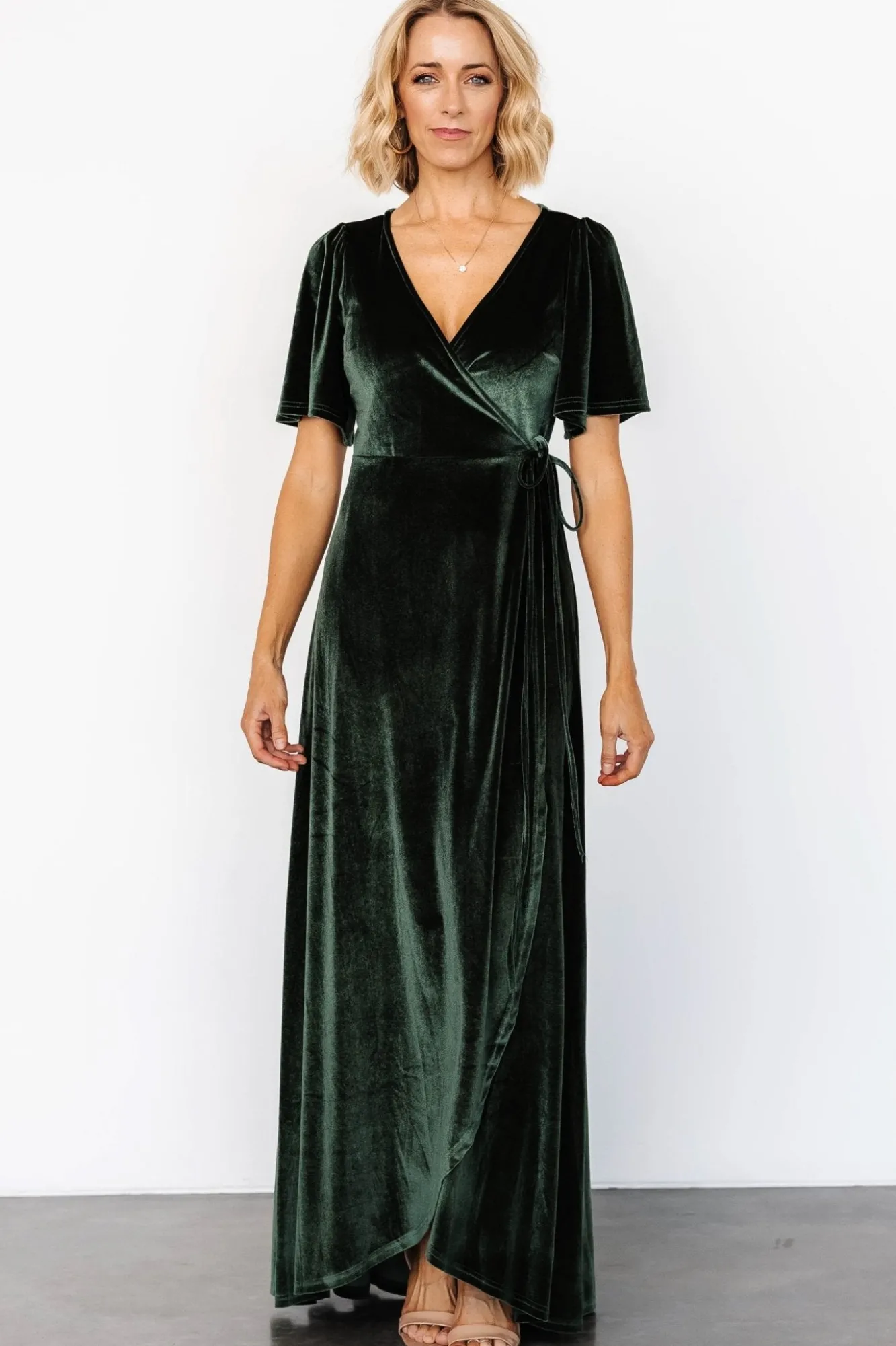 Baltic Born Katelyn Velvet Maxi Wrap Dress | Deep Green
