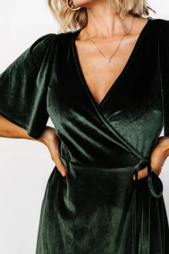 Baltic Born Katelyn Velvet Maxi Wrap Dress | Deep Green
