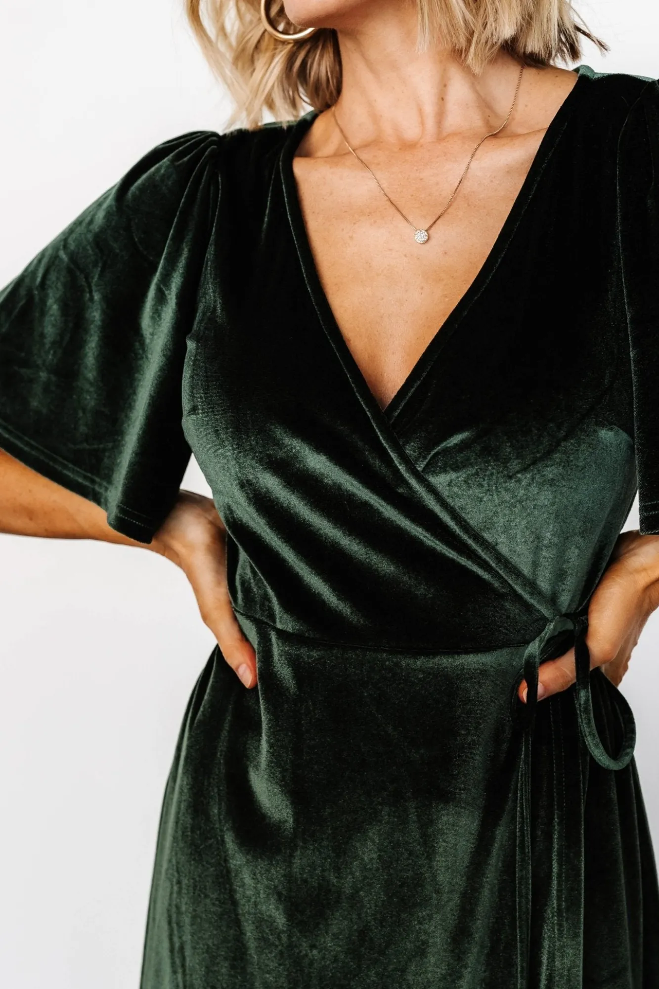 Baltic Born Katelyn Velvet Maxi Wrap Dress | Deep Green