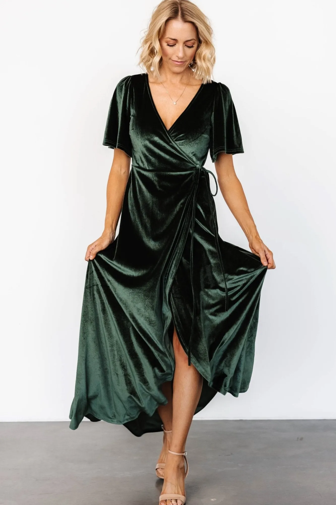 Baltic Born Katelyn Velvet Maxi Wrap Dress | Deep Green
