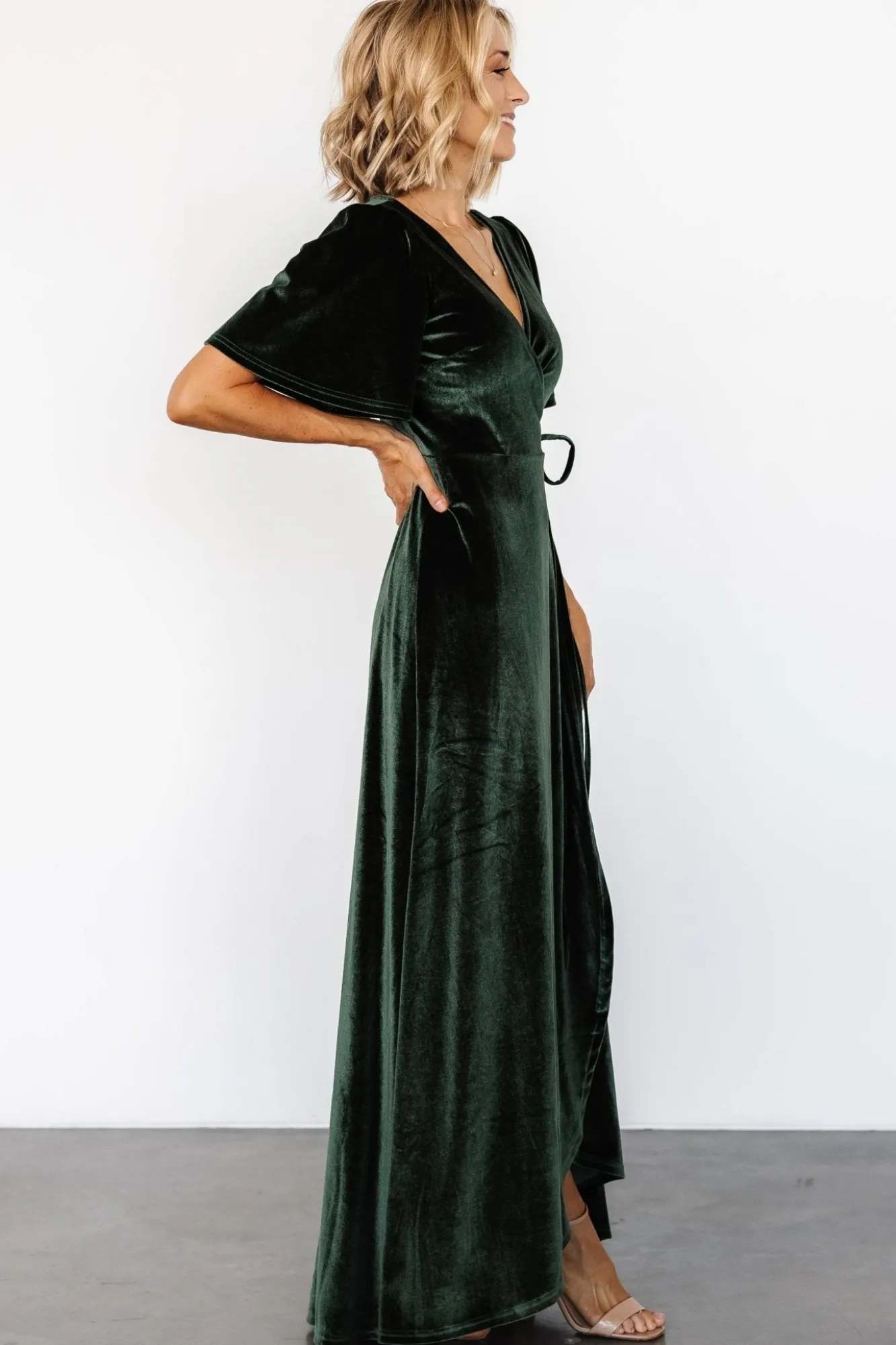 Baltic Born Katelyn Velvet Maxi Wrap Dress | Deep Green
