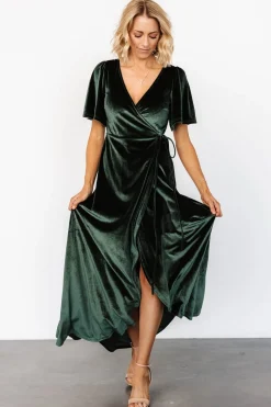 Baltic Born Katelyn Velvet Maxi Wrap Dress | Deep Green