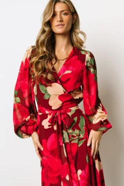 Baltic Born Katinka Wrap Maxi Dress | Burgundy Multi Floral