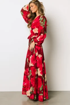 Baltic Born Katinka Wrap Maxi Dress | Burgundy Multi Floral