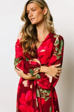Baltic Born Katinka Wrap Maxi Dress | Burgundy Multi Floral