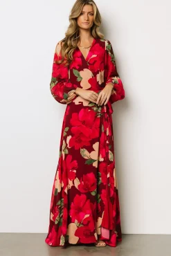 Baltic Born Katinka Wrap Maxi Dress | Burgundy Multi Floral