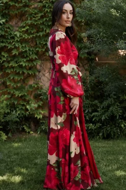 Baltic Born Katinka Wrap Maxi Dress | Burgundy Multi Floral