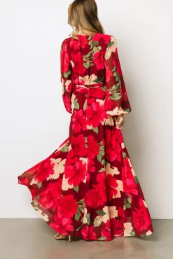 Baltic Born Katinka Wrap Maxi Dress | Burgundy Multi Floral