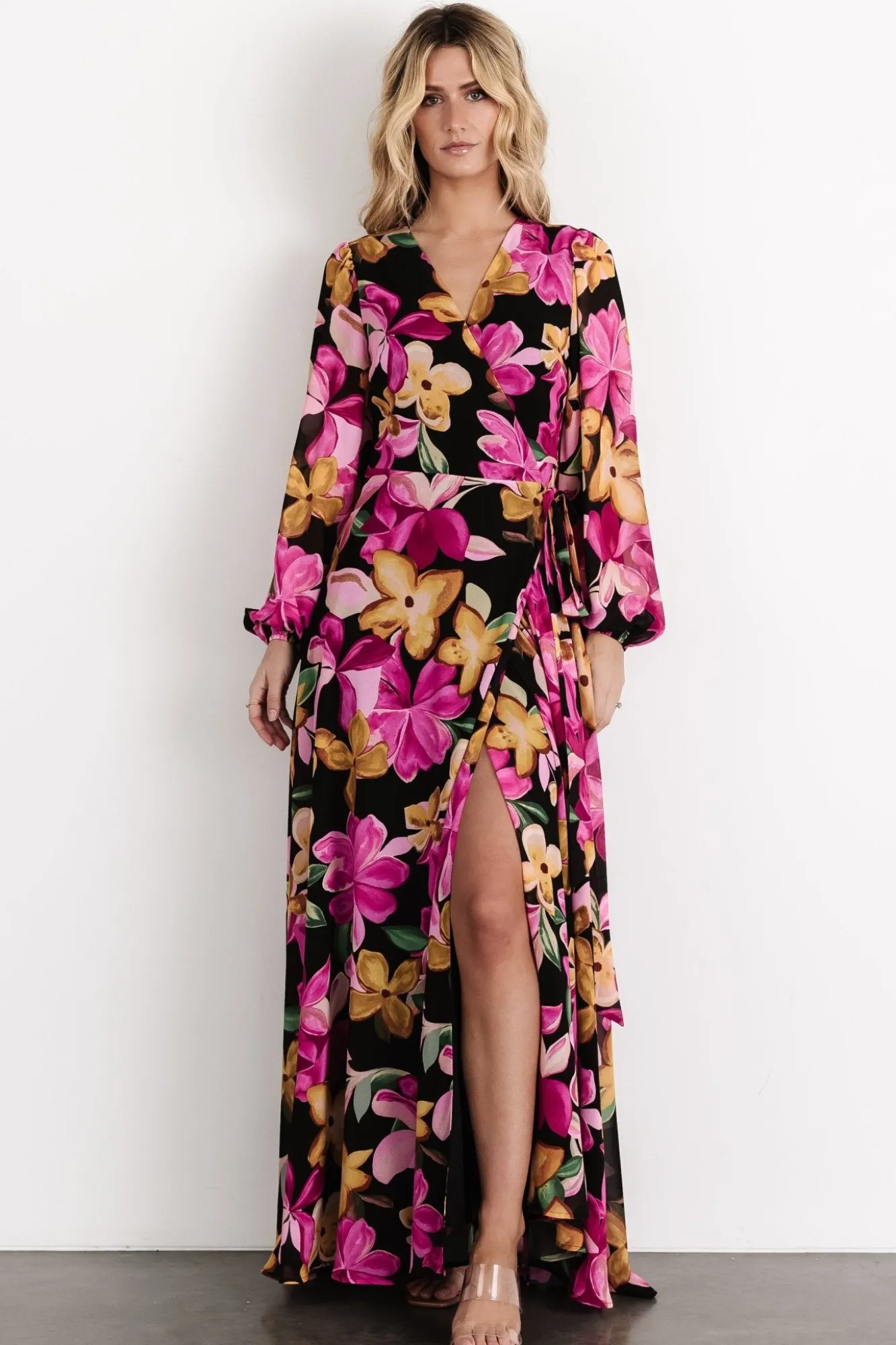 Baltic Born Katinka Wrap Maxi Dress | Black Multi Floral