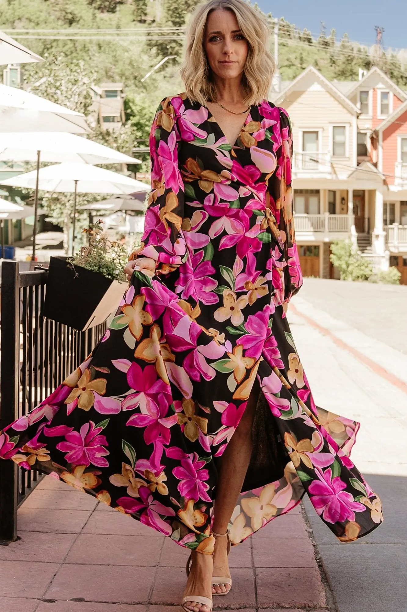 Baltic Born Katinka Wrap Maxi Dress | Black Multi Floral