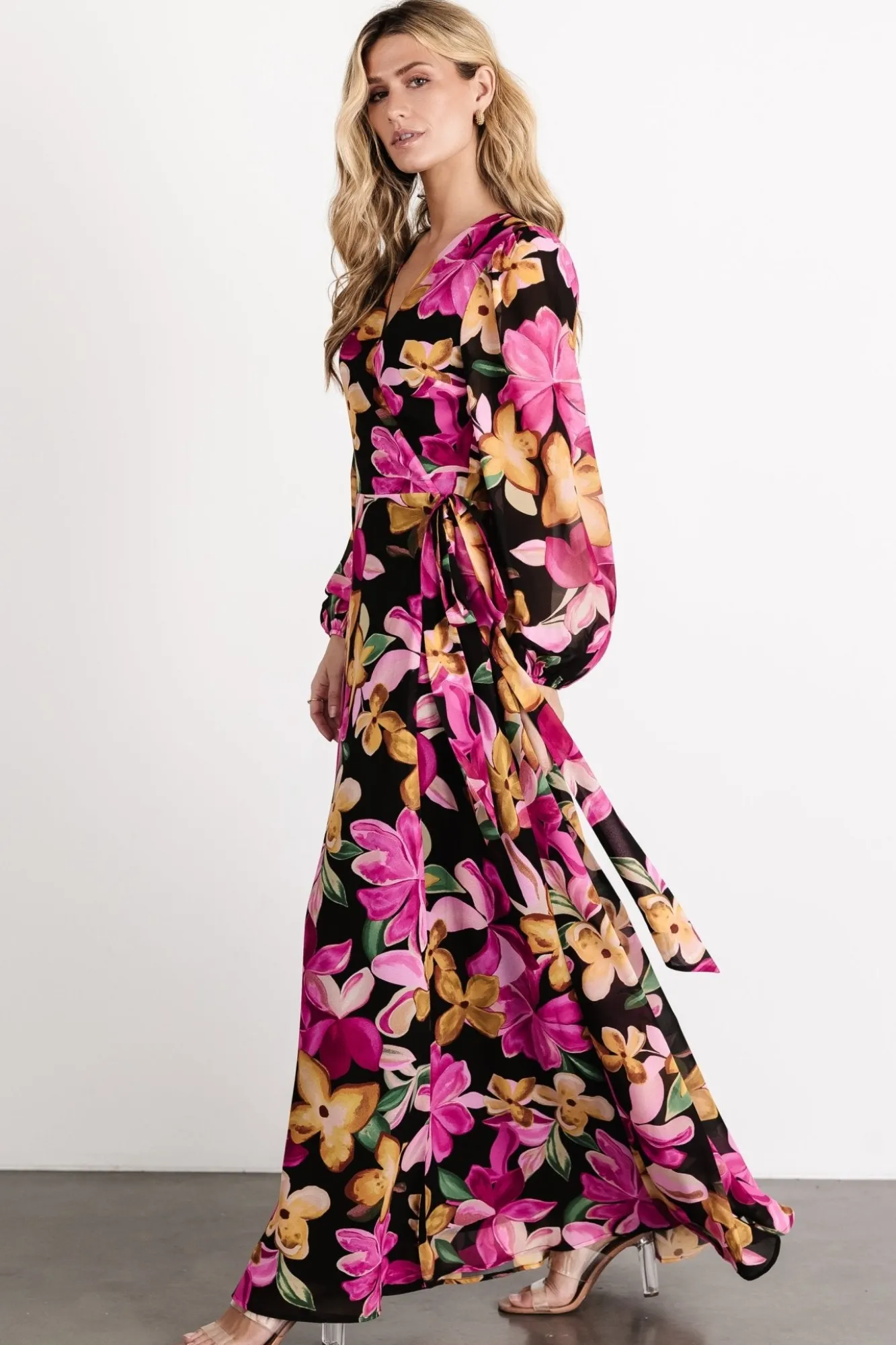 Baltic Born Katinka Wrap Maxi Dress | Black Multi Floral