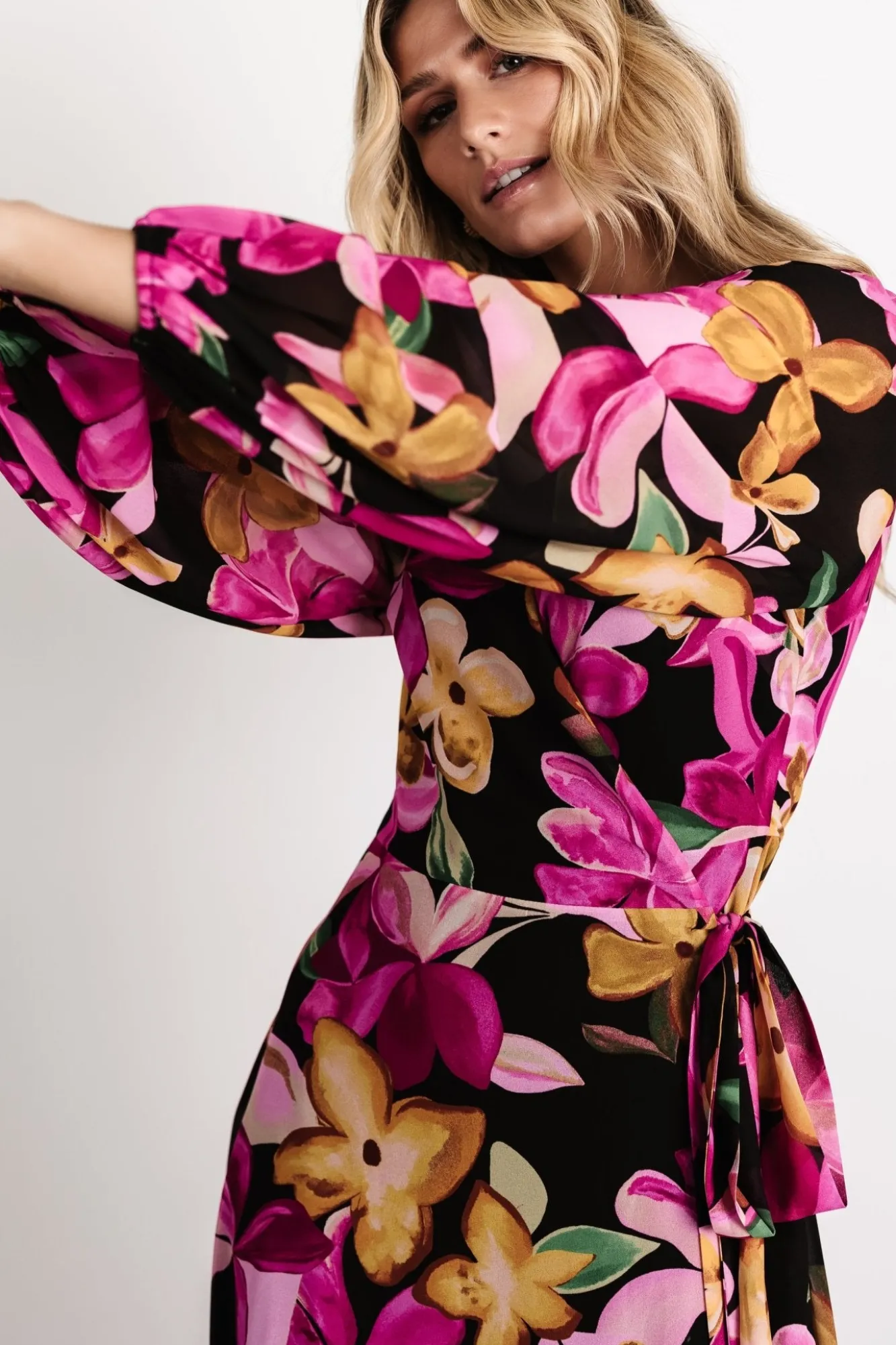 Baltic Born Katinka Wrap Maxi Dress | Black Multi Floral