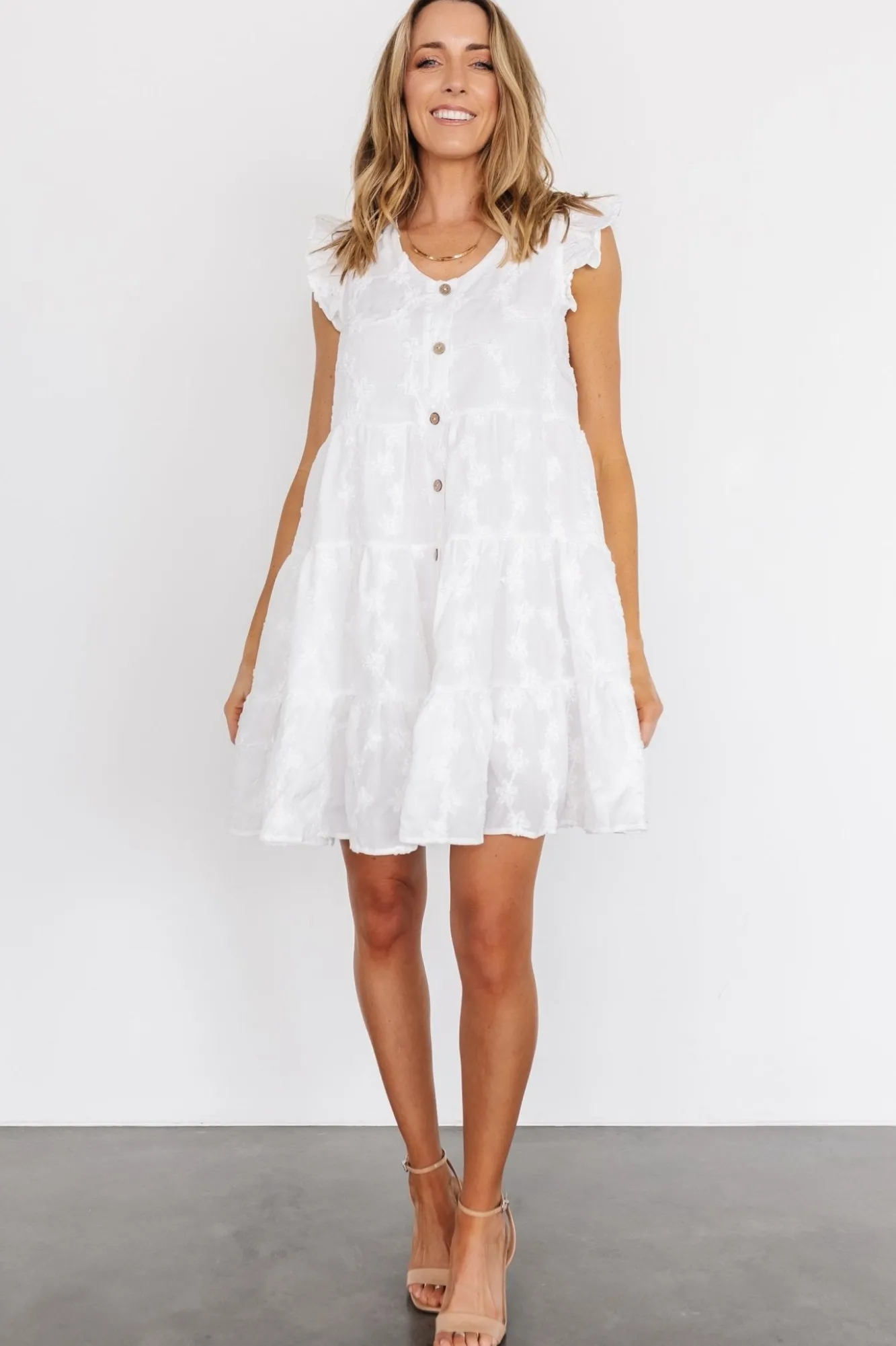 Baltic Born Kayla Button Up Short Dress | Off White