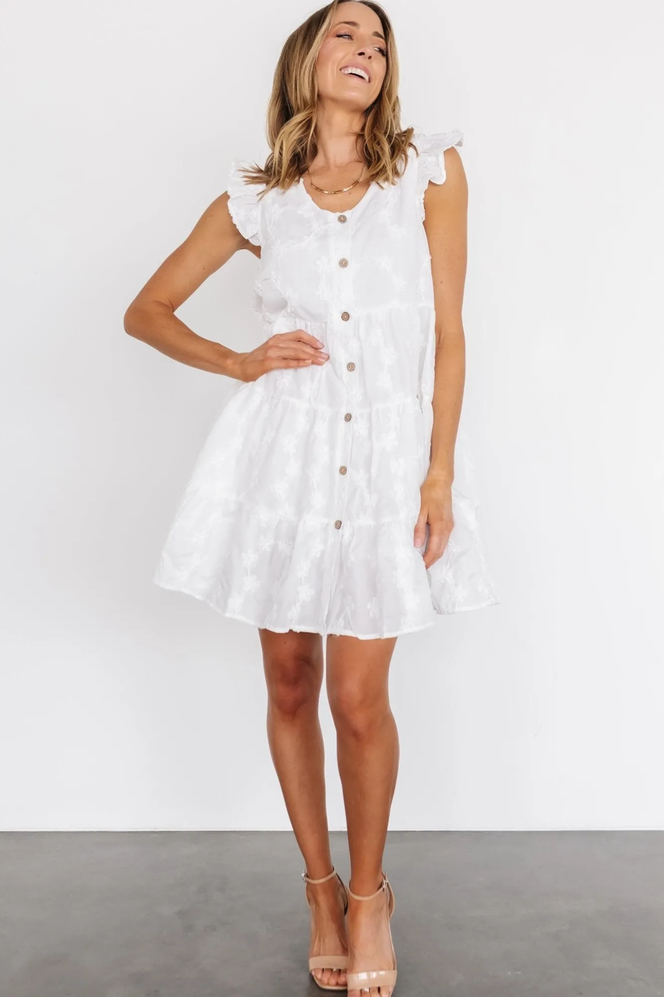 Baltic Born Kayla Button Up Short Dress | Off White