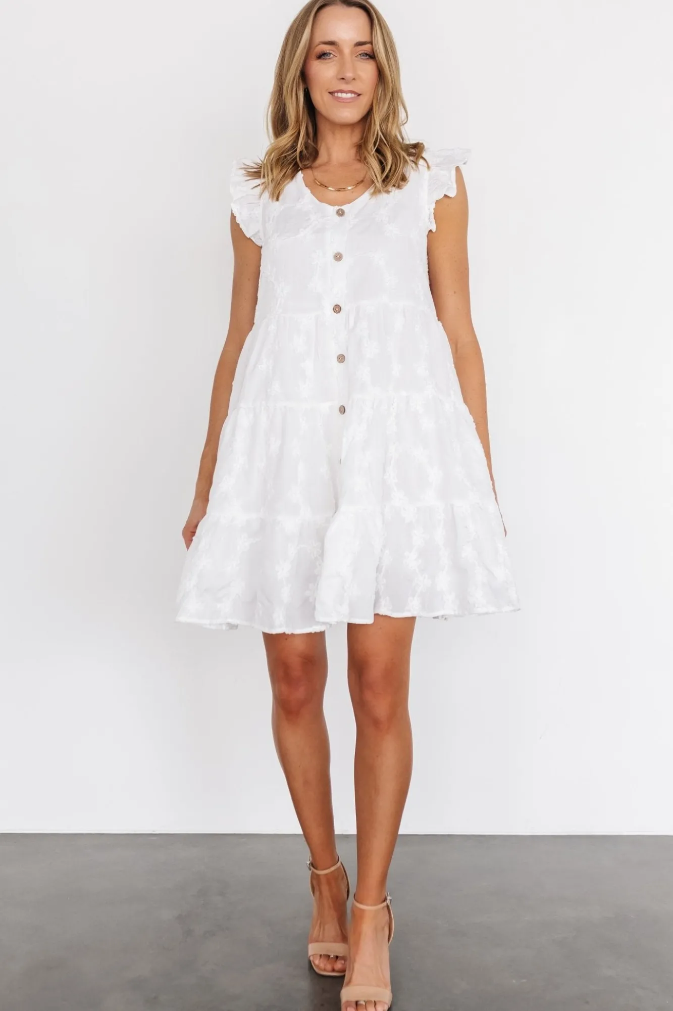 Baltic Born Kayla Button Up Short Dress | Off White
