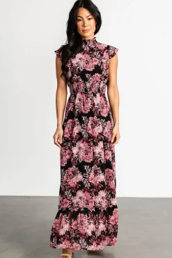 Baltic Born Kearny Ruffle Maxi Dress | Black + Mauve
