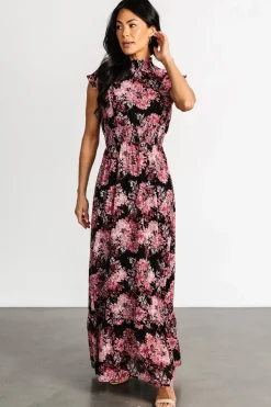 Baltic Born Kearny Ruffle Maxi Dress | Black + Mauve