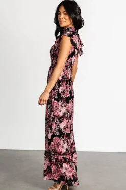 Baltic Born Kearny Ruffle Maxi Dress | Black + Mauve