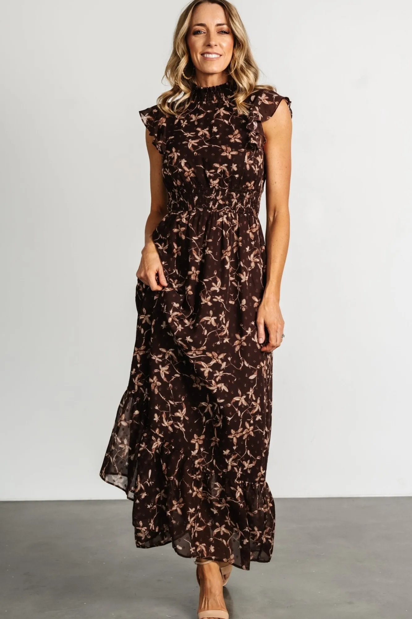Baltic Born Kearny Ruffle Maxi Dress | Brown + Natural