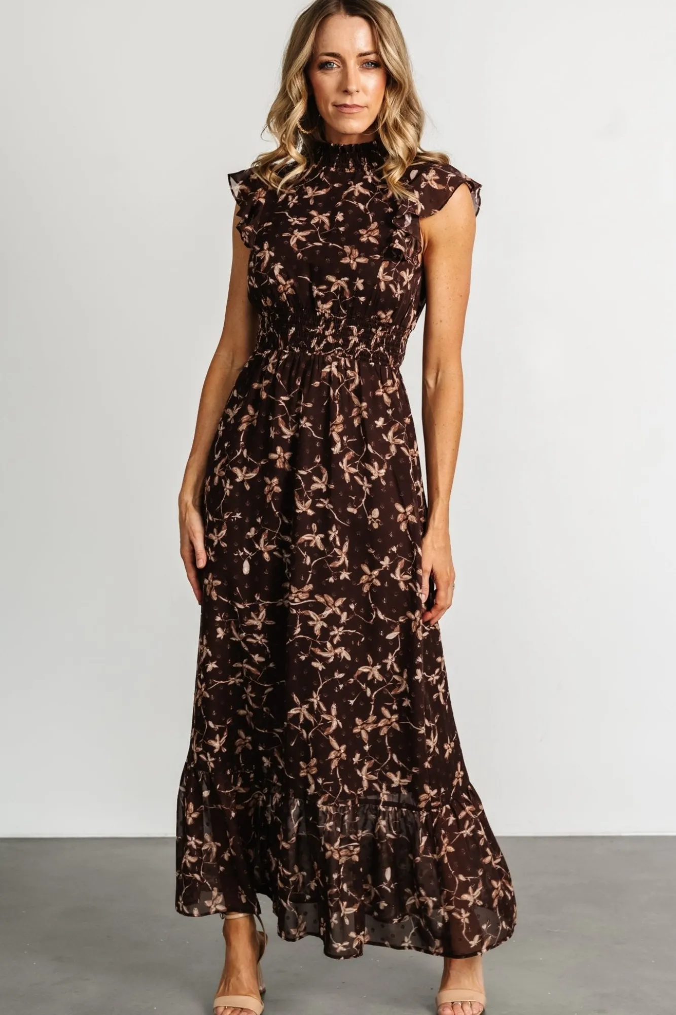 Baltic Born Kearny Ruffle Maxi Dress | Brown + Natural
