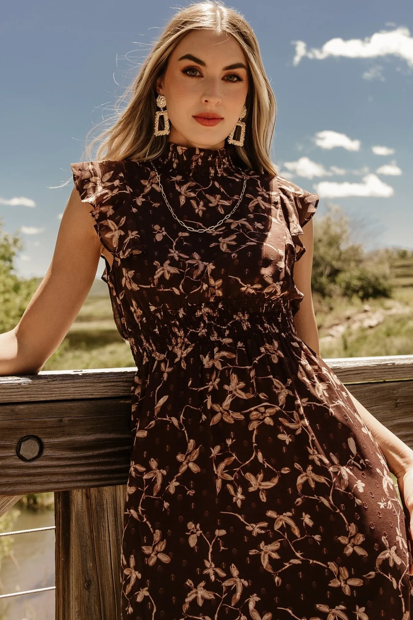 Baltic Born Kearny Ruffle Maxi Dress | Brown + Natural