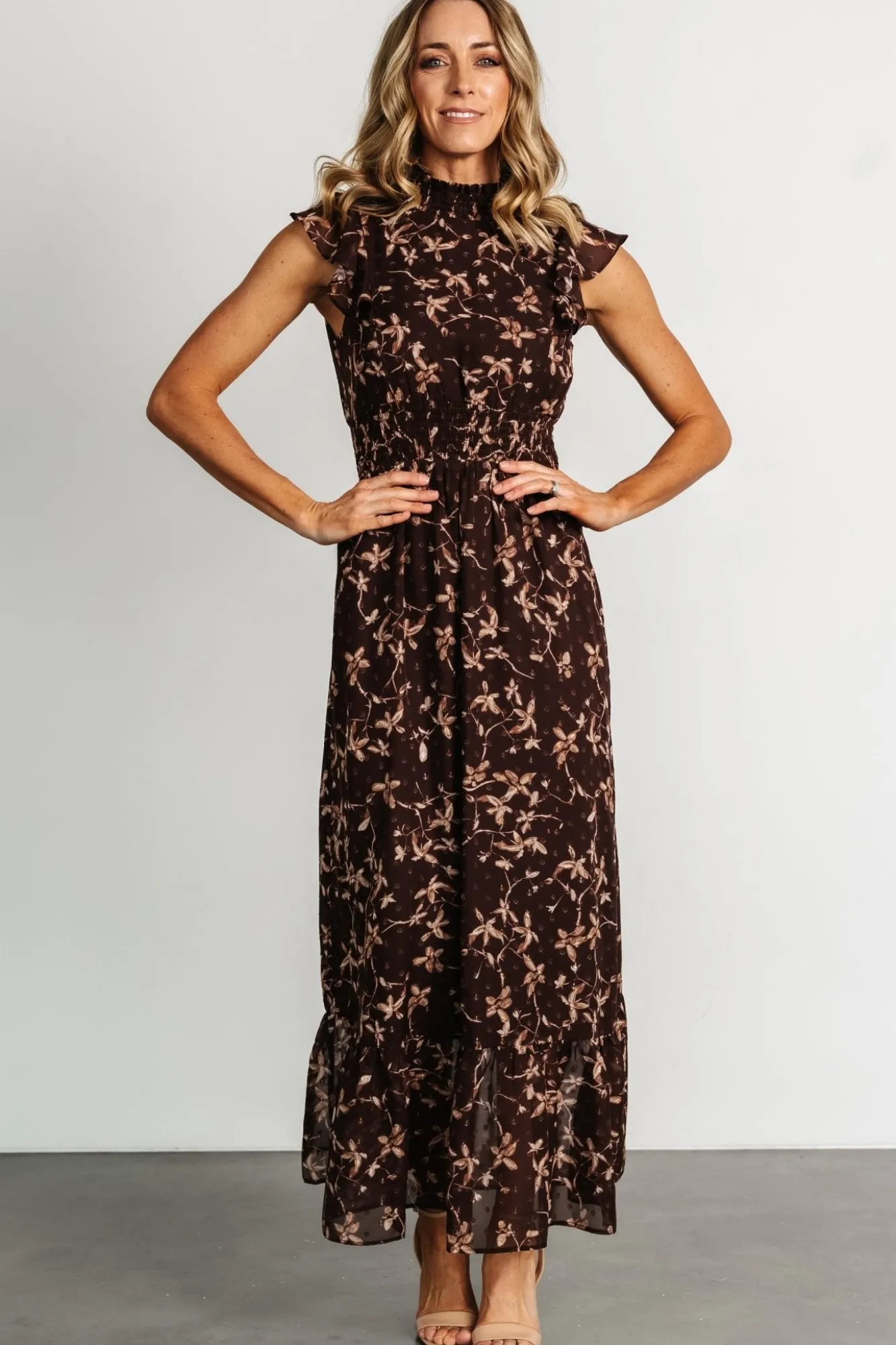 Baltic Born Kearny Ruffle Maxi Dress | Brown + Natural