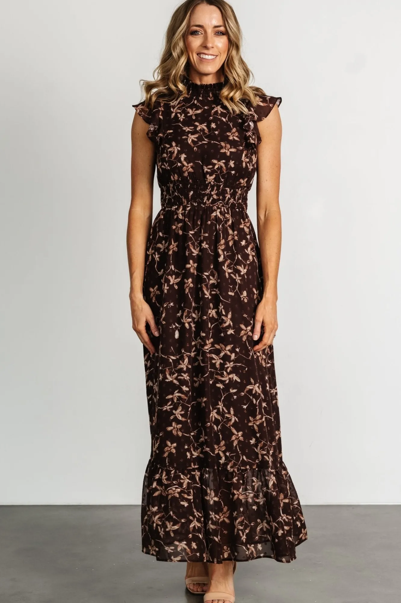 Baltic Born Kearny Ruffle Maxi Dress | Brown + Natural