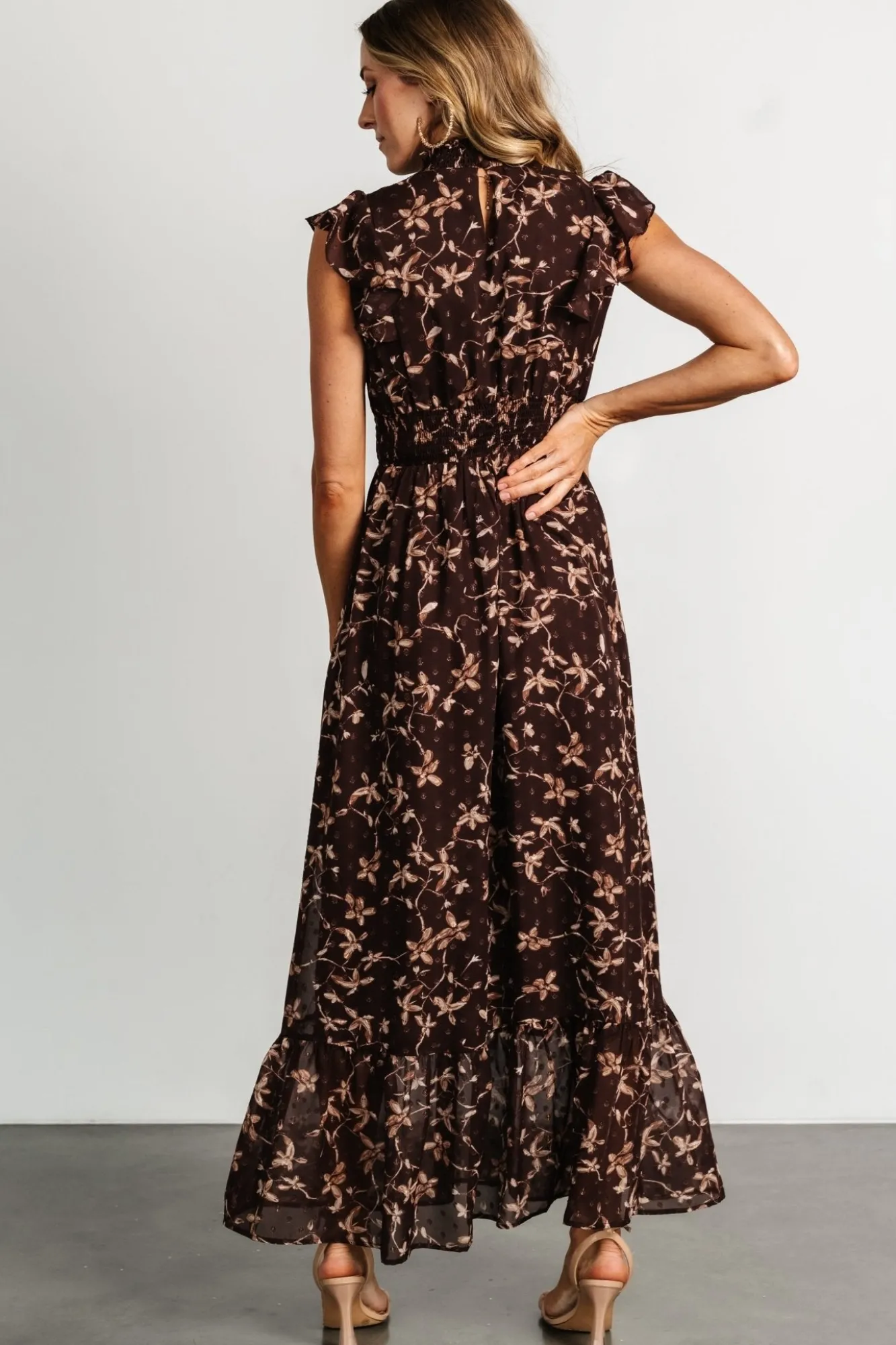 Baltic Born Kearny Ruffle Maxi Dress | Brown + Natural
