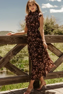 Baltic Born Kearny Ruffle Maxi Dress | Brown + Natural