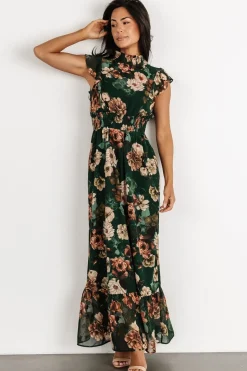 Baltic Born Kearny Ruffle Maxi Dress | Dark Green Floral