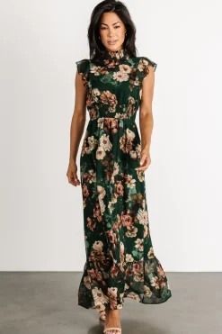 Baltic Born Kearny Ruffle Maxi Dress | Dark Green Floral