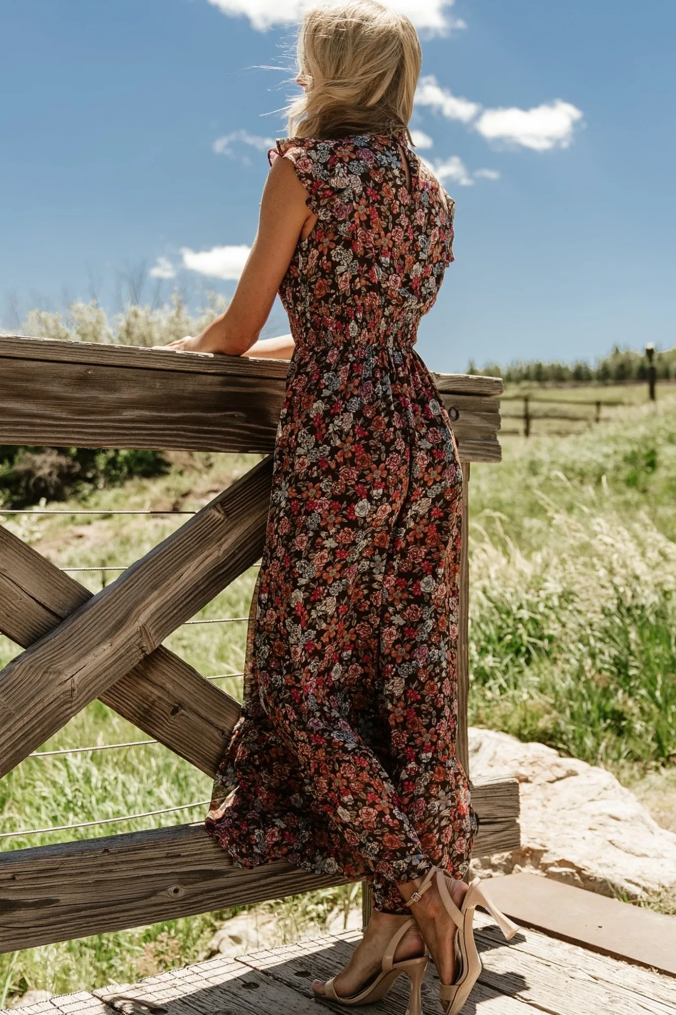 Baltic Born Kearny Ruffle Maxi Dress | Brown Multi Floral