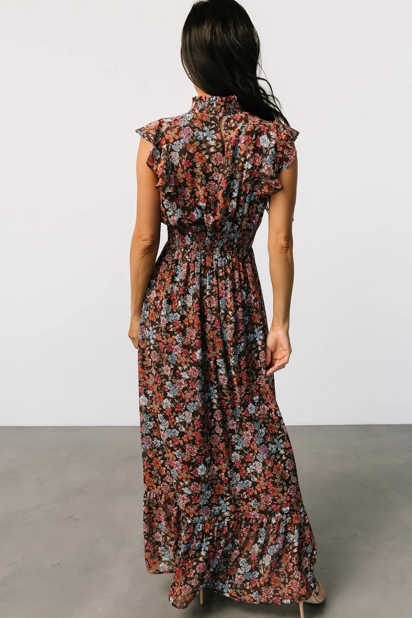 Baltic Born Kearny Ruffle Maxi Dress | Brown Multi Floral