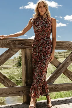 Baltic Born Kearny Ruffle Maxi Dress | Brown Multi Floral