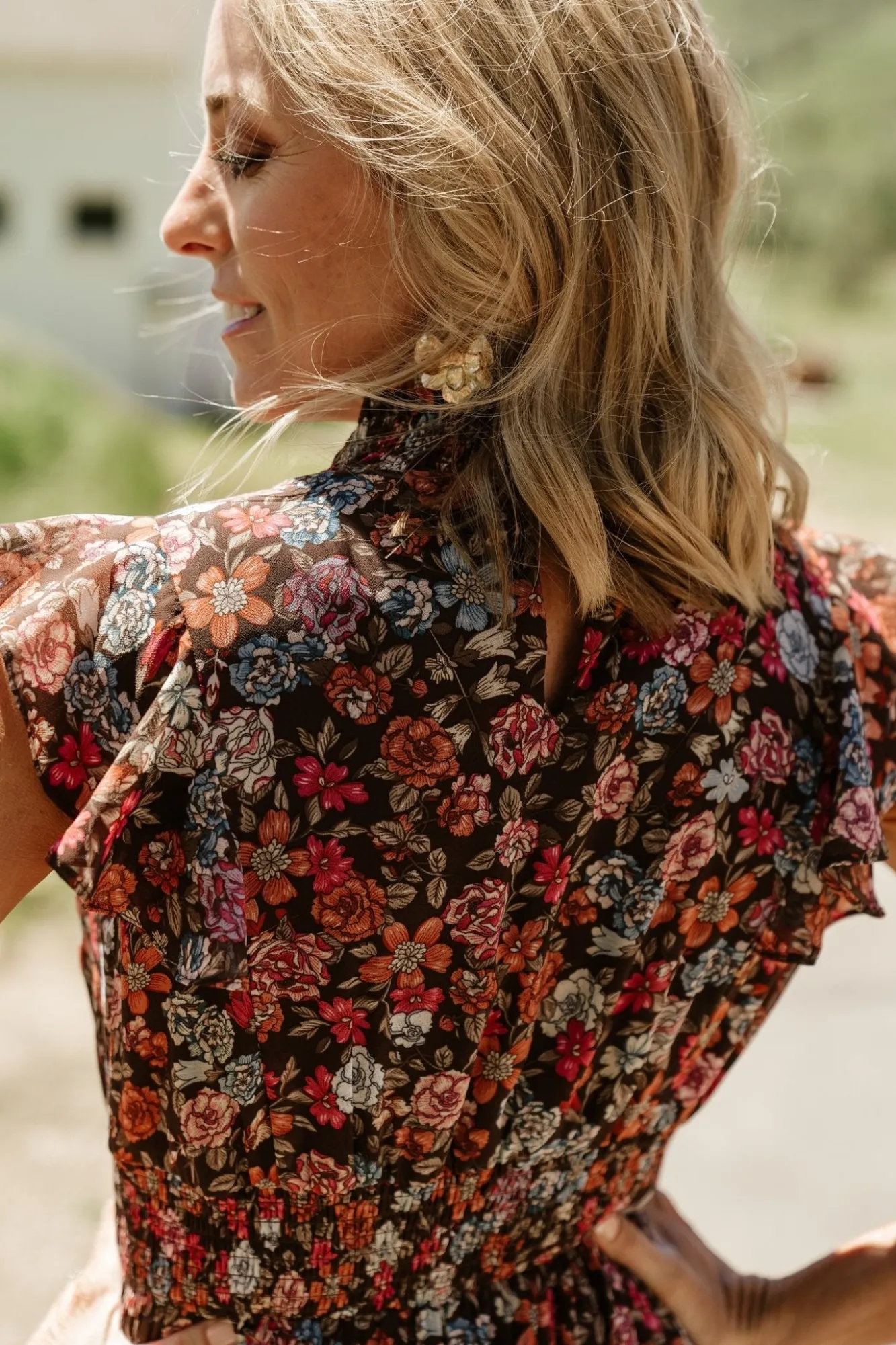 Baltic Born Kearny Ruffle Maxi Dress | Brown Multi Floral