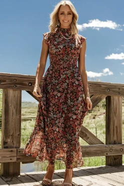 Baltic Born Kearny Ruffle Maxi Dress | Brown Multi Floral