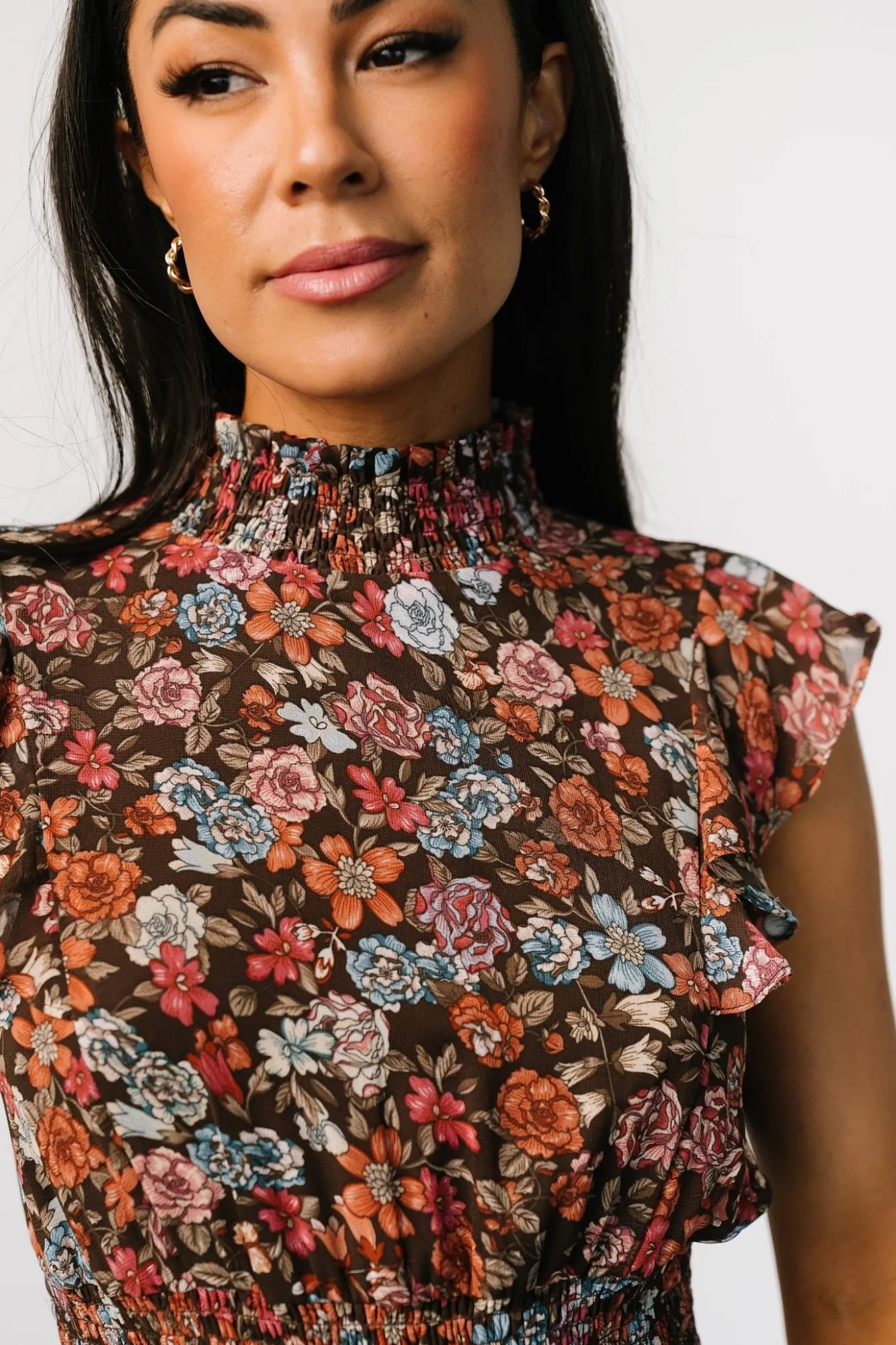Baltic Born Kearny Ruffle Maxi Dress | Brown Multi Floral