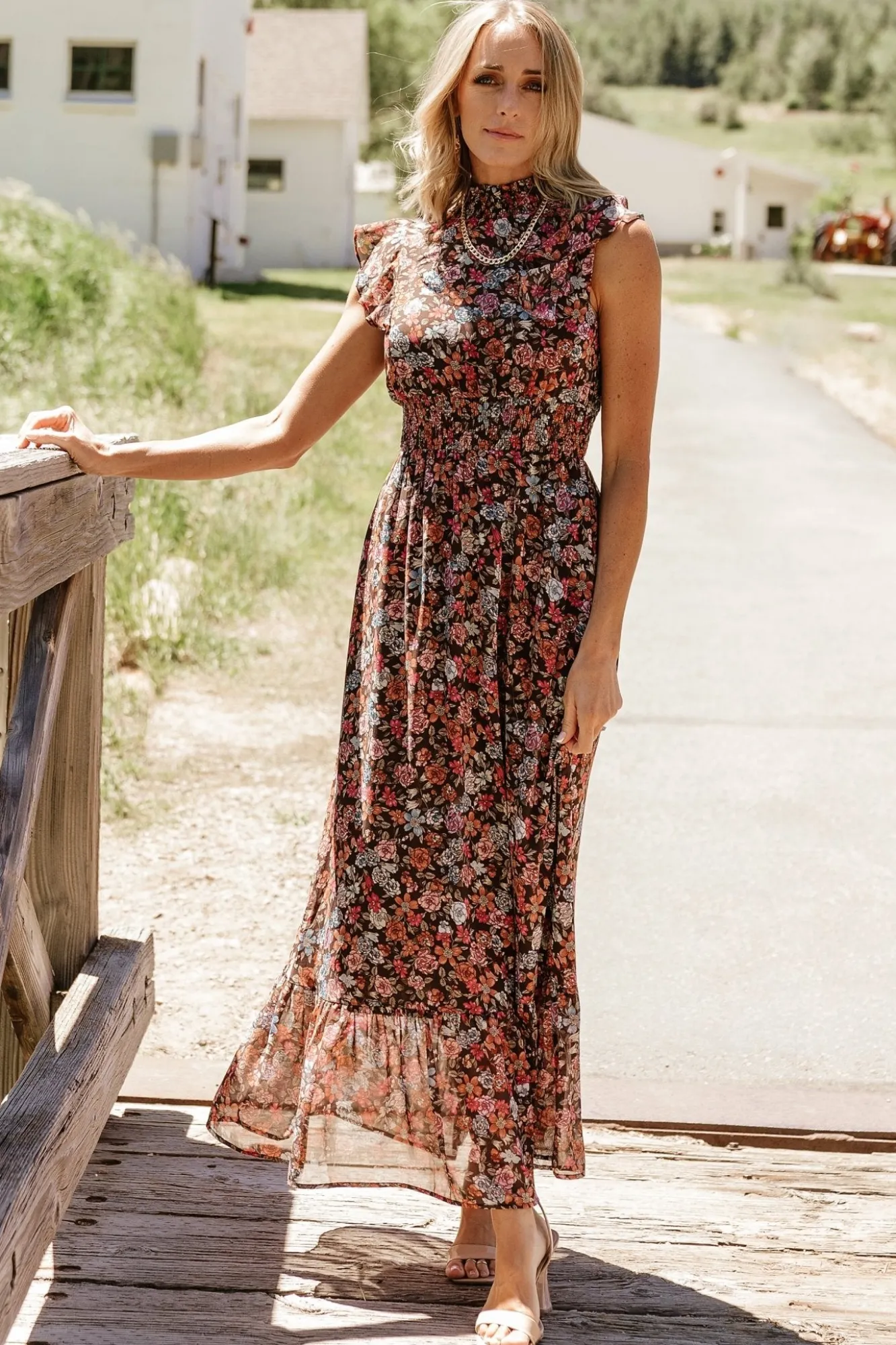 Baltic Born Kearny Ruffle Maxi Dress | Brown Multi Floral