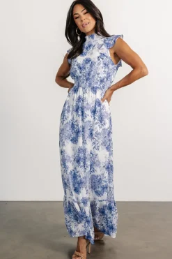 Baltic Born Kearny Ruffle Maxi Dress | White + Blue Floral