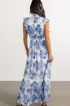 Baltic Born Kearny Ruffle Maxi Dress | White + Blue Floral