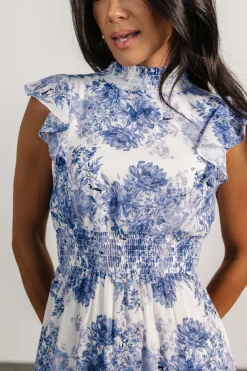 Baltic Born Kearny Ruffle Maxi Dress | White + Blue Floral