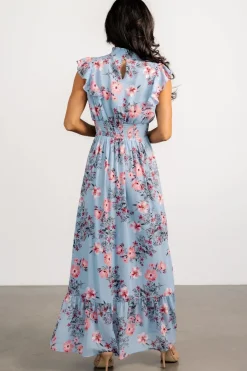 Baltic Born Kearny Ruffle Maxi Dress | Light Blue + Blush