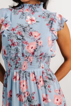 Baltic Born Kearny Ruffle Maxi Dress | Light Blue + Blush