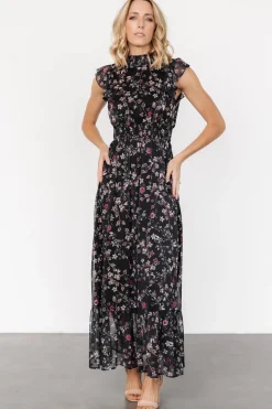 Baltic Born Kearny Ruffle Maxi Dress | Midnight + Gold Multi