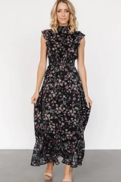 Baltic Born Kearny Ruffle Maxi Dress | Midnight + Gold Multi