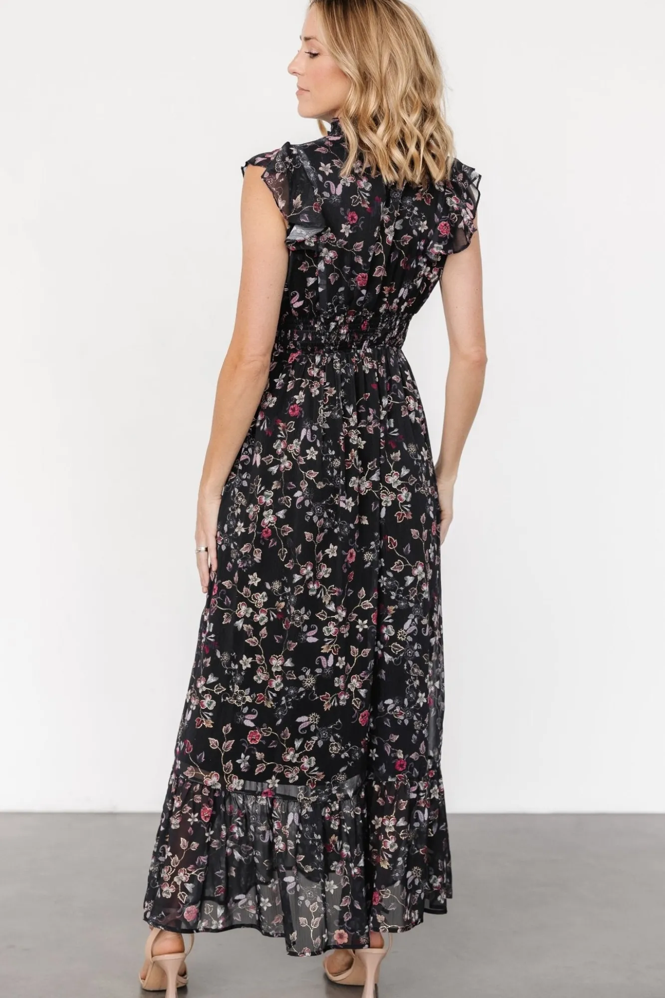 Baltic Born Kearny Ruffle Maxi Dress | Midnight + Gold Multi