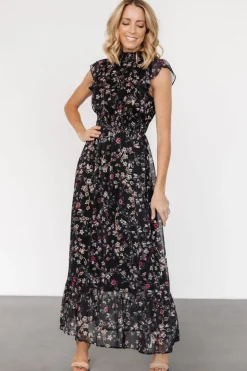 Baltic Born Kearny Ruffle Maxi Dress | Midnight + Gold Multi