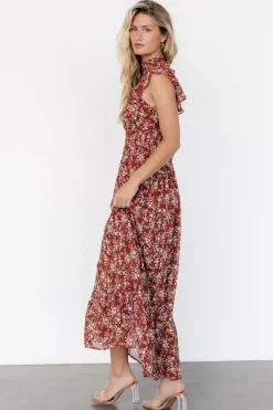 Baltic Born Kearny Ruffle Maxi Dress | Rust Print